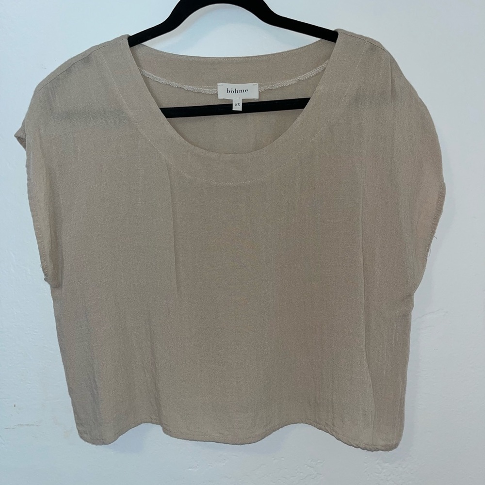 Short Sleeve Cream Linen Shirt